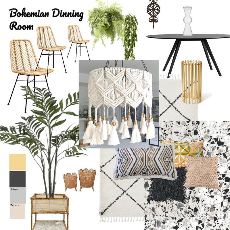 Bohemian dinning room Mood Board by LesStyleSourcebook on Style Sourcebook