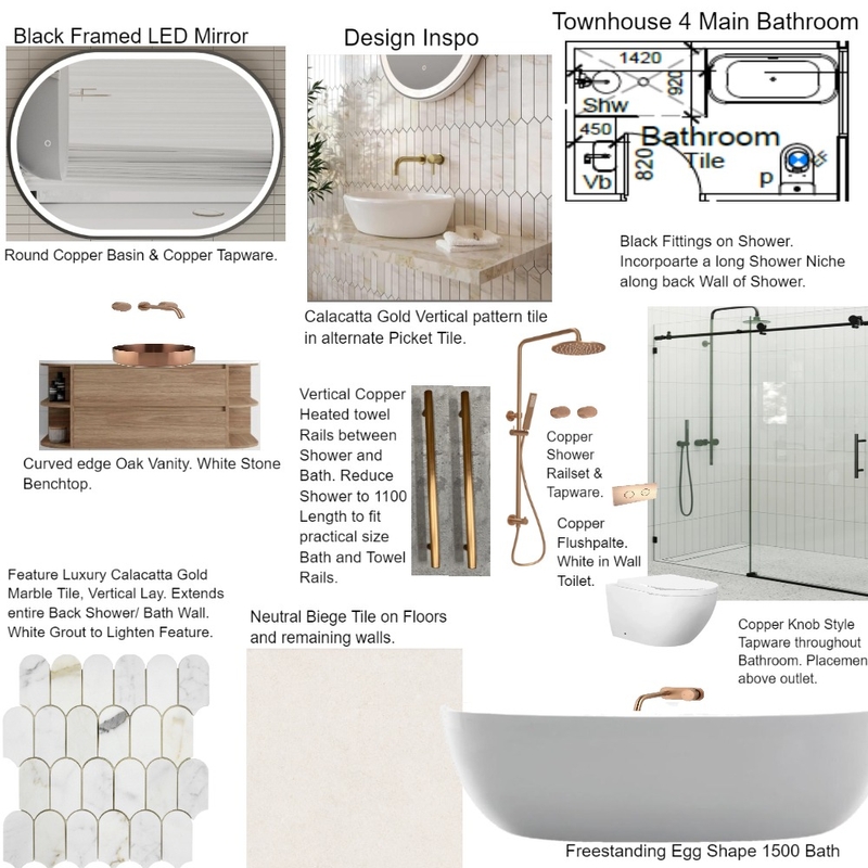 Cheryl Townhouse 4 Main Bathroom Mood Board by staged design on Style Sourcebook