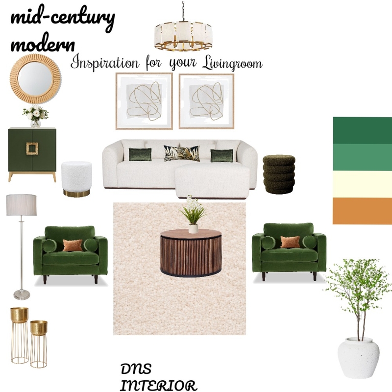 MID-CENTURY MODERN MOODBOARD. (DNS INTERIOR) Mood Board by Donash on Style Sourcebook