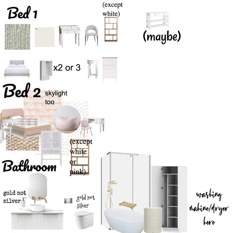 Tiny House Mood Board Bed 1, Bed 2, Bath Mood Board by mailee.fell@lindisfarne.nsw.edu.au on Style Sourcebook