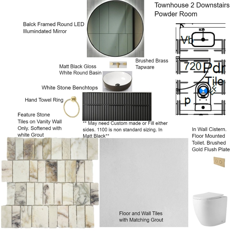 Cheryl Townhouse 2 Downstairs Powder Room Mood Board by staged design on Style Sourcebook