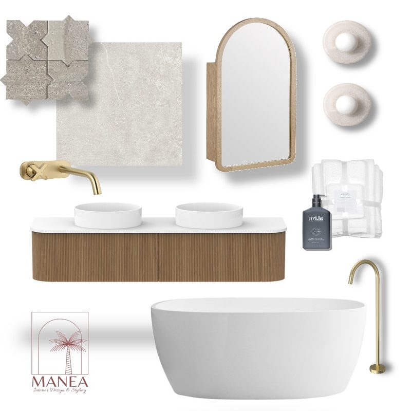 Organic Bathroom Mood Board by Manea Interior Design & Styling on Style Sourcebook