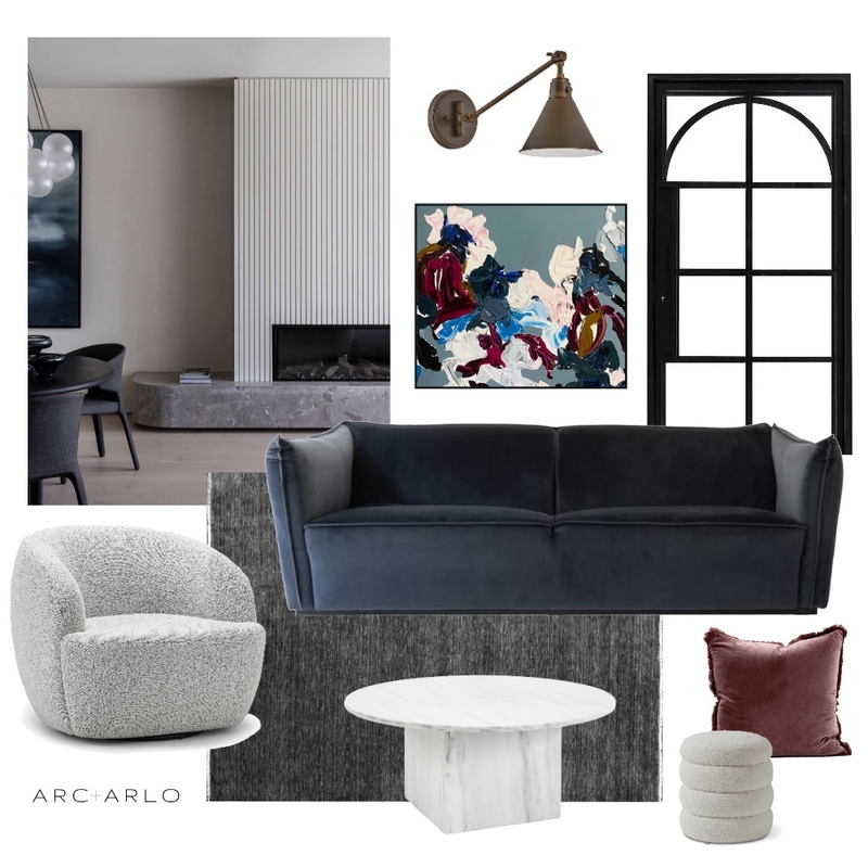 Rich Navy Living Room Mood Board by Arc and Arlo on Style Sourcebook