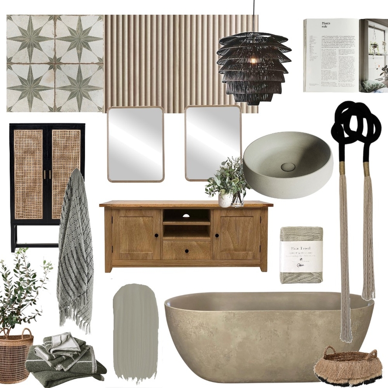 Sage and Timber Bathroom Mood Board by Oleander & Finch Interiors on Style Sourcebook