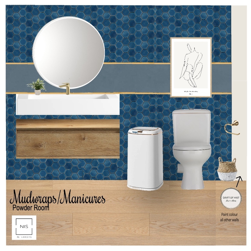 Mudwraps - Powder Room (option A) w hex Mood Board by Nis Interiors on Style Sourcebook