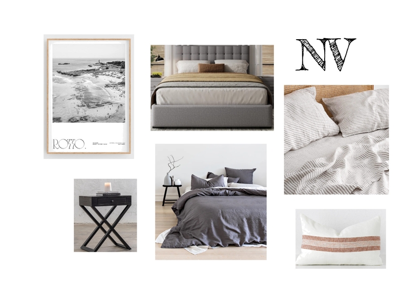 NV - Bedroom - Charcoal & Stripe Mood Board by lmg interior + design on Style Sourcebook