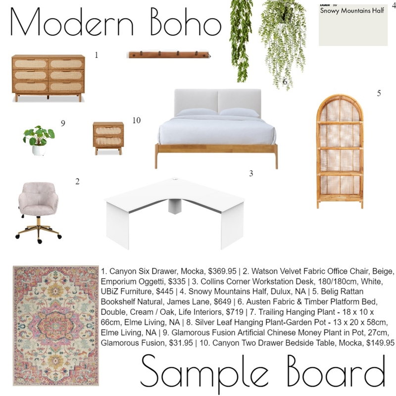 Small Bedroom Sample Board Mood Board by Mya on Style Sourcebook