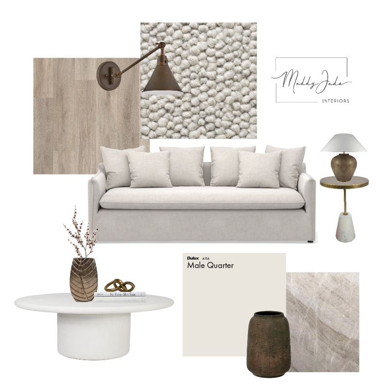 Earthy, tonal living room Mood Board by Maddy Jade Interiors on Style Sourcebook