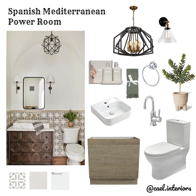 Spanish Mediterranean Powder Room Mood Board by Cae_labitag on Style Sourcebook