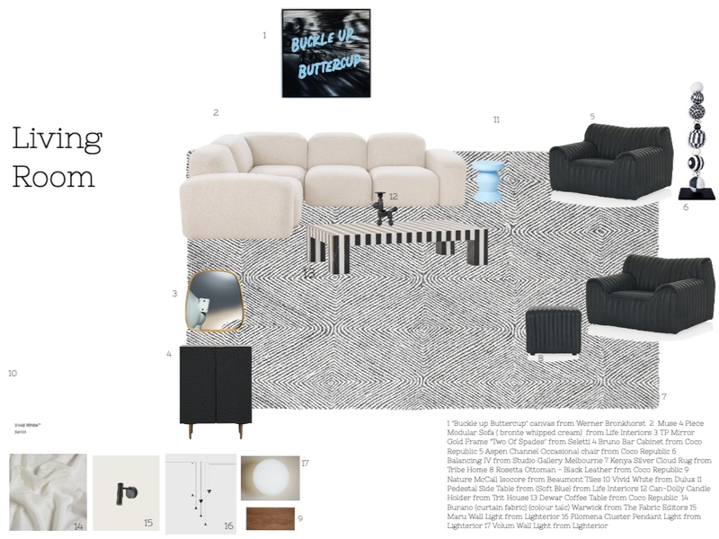 Living Room sample Mood Board by ioanna lakouri on Style Sourcebook