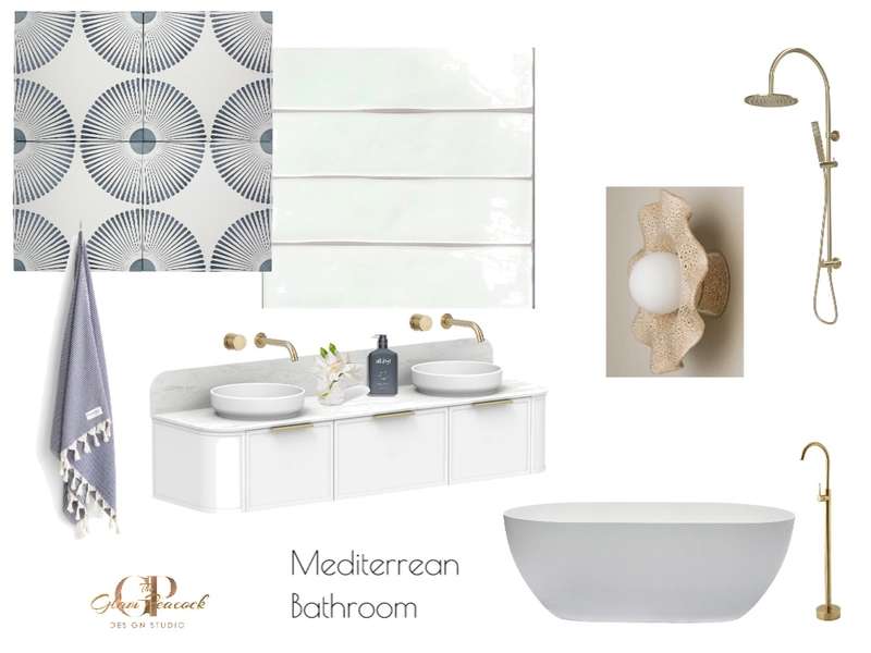 Mediterranean Bathroom Mood Board by The Glam Peacock Design Studio on Style Sourcebook