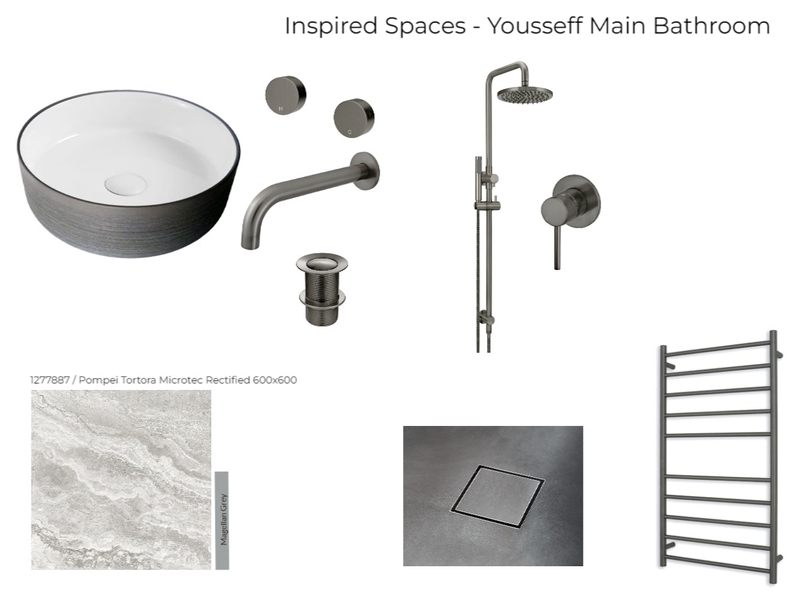 Inspired Spaces - Yousseff Main Bathroom Mood Board by sales@mfmarket.com.au on Style Sourcebook