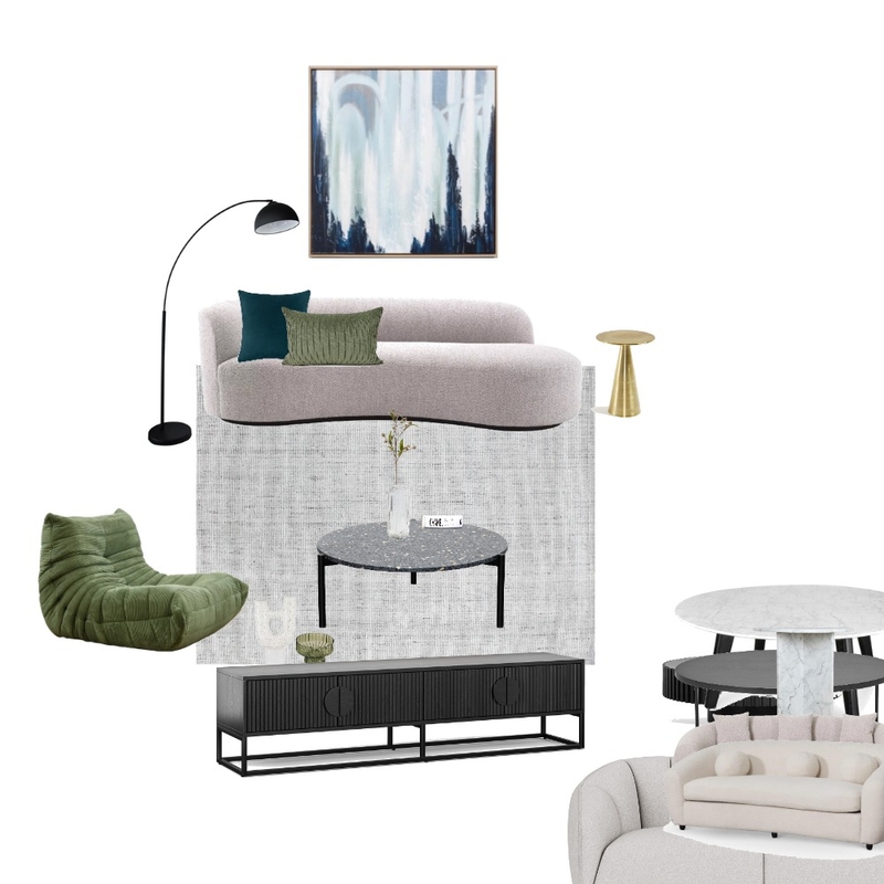 living room upstairs brighton plush couch green chairj diff coffee table Mood Board by Efi Papasavva on Style Sourcebook