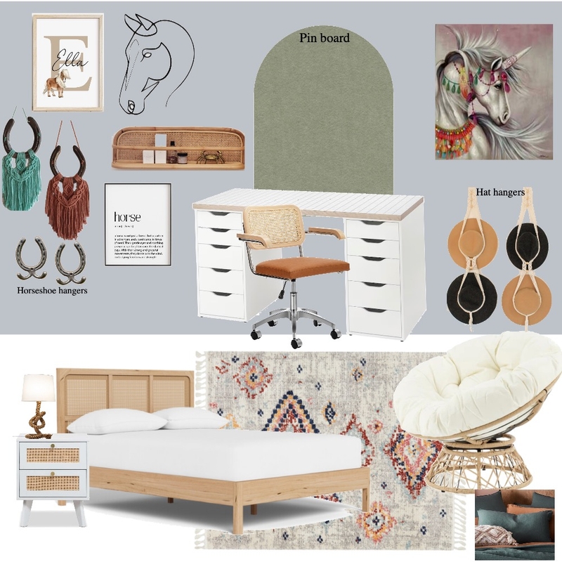 Boho and horses inspired room Mood Board by Interiors By Zai on Style Sourcebook