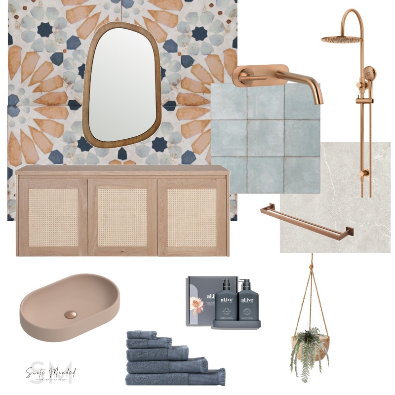 bathroom with blue and bronze accents Mood Board by Suite.Minded on Style Sourcebook