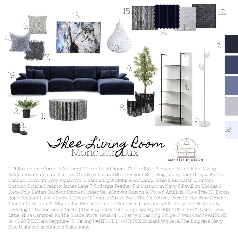 Thee Living Room- Monotain Lux Mood Board by Manifest By Design | Interior Designer on Style Sourcebook