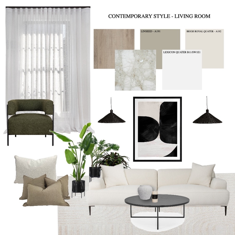 Contemporary living space Mood Board by chloewalker41@yahoo.com on Style Sourcebook