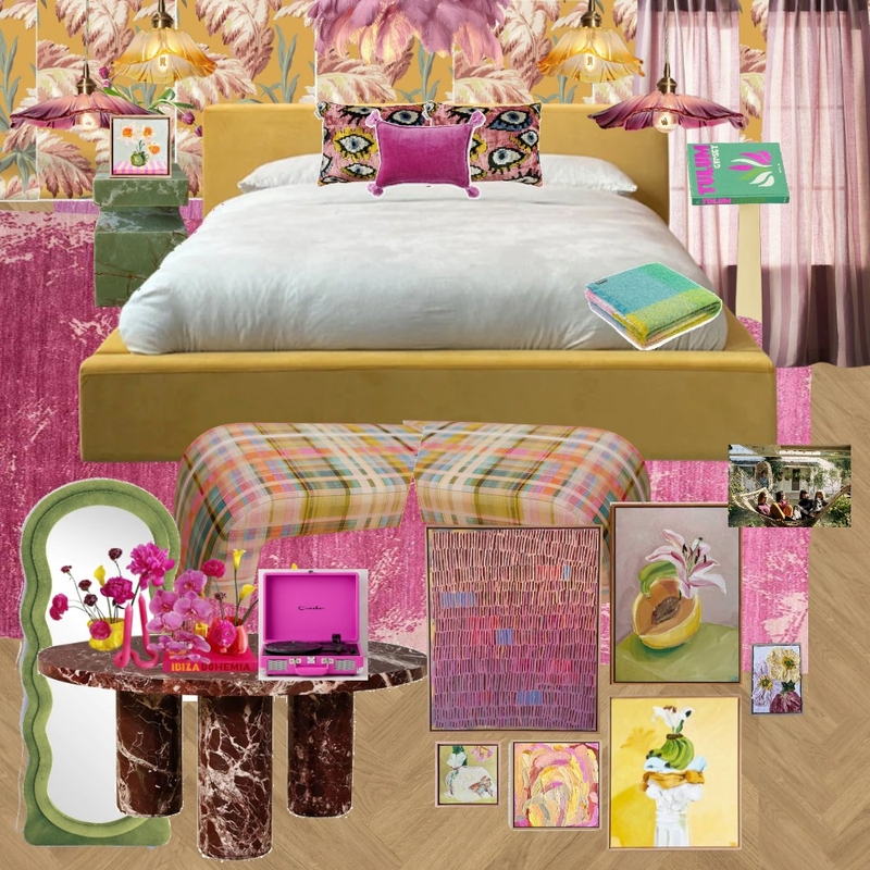 Bedroom - Yellow, Red Violet, Green, Burgundy Mood Board by dl2407 on Style Sourcebook