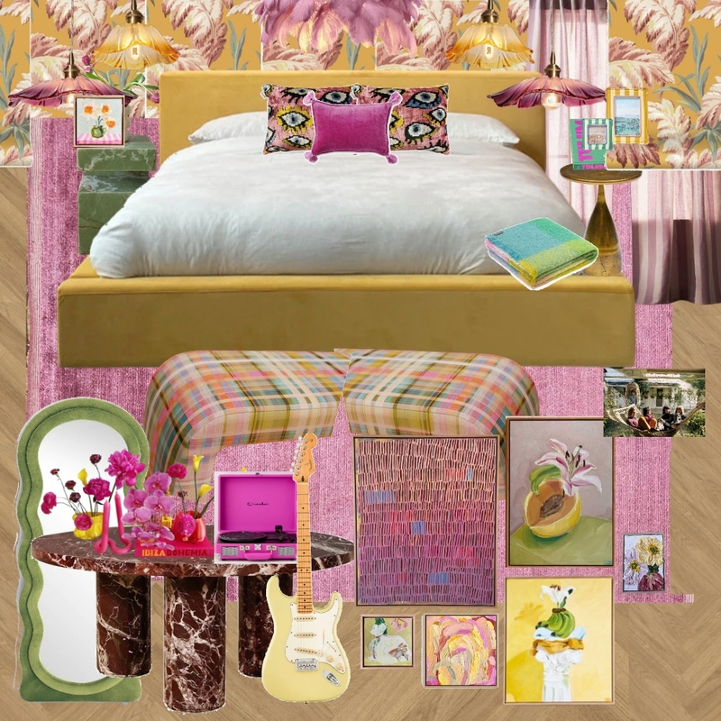 Bedroom - Yellow, Red Violet, Green, Burgundy Mood Board by dl2407 on Style Sourcebook