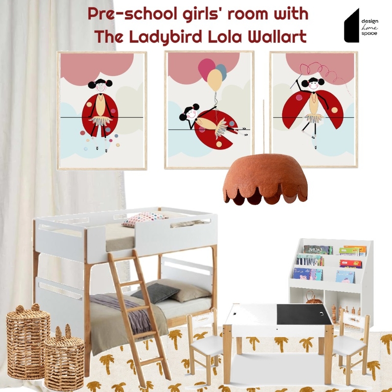 Pre-school girls room with The Ladybird Lola Wall art Mood Board by Gos from Design Home Space on Style Sourcebook