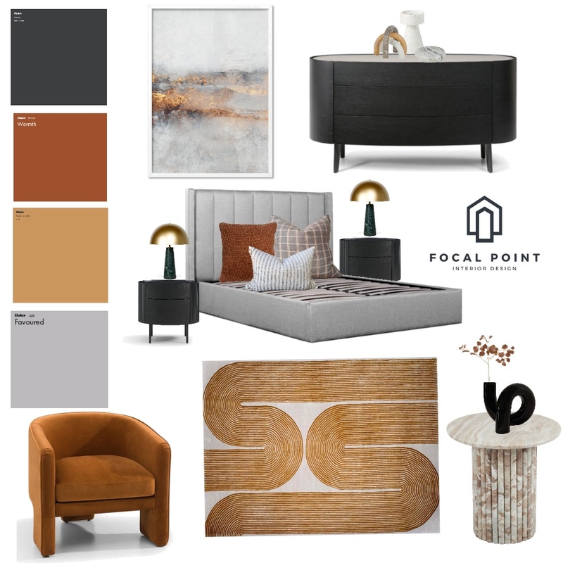 Bronze Grey Master Bedroom Mood Board by Focal Point Interior Design on Style Sourcebook