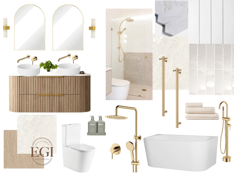 Warm & Gold Bathroom & Ensuite Mood Board by Eliza Grace Interiors on Style Sourcebook