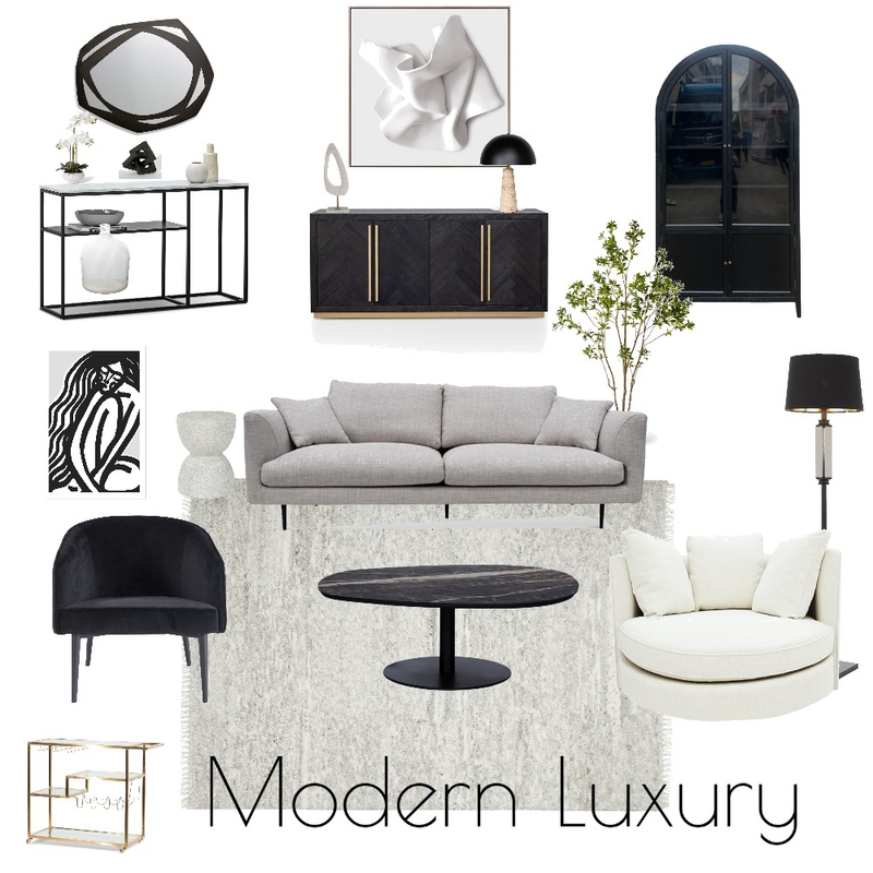 Modern Black and White Mood Board by Allison Kayes Designs on Style Sourcebook