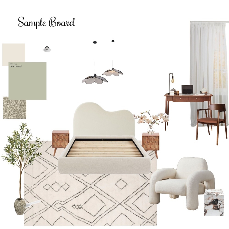 Modern Organic Bedroom - Sample Board Mood Board by ariapilgrim on Style Sourcebook