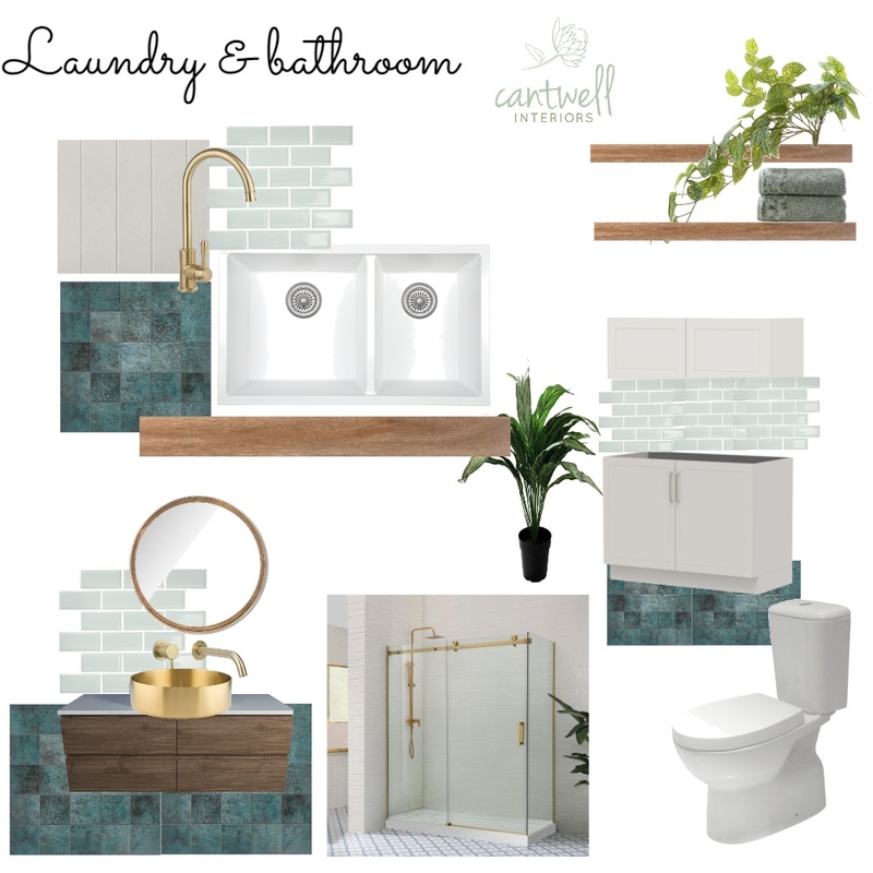 Beach side laundy & bathroom combo - brushed gold Mood Board by Cantwell Interiors on Style Sourcebook