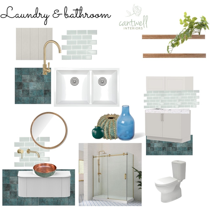 Beach side laundy & bathroom combo - brushed gold Mood Board by Cantwell Interiors on Style Sourcebook