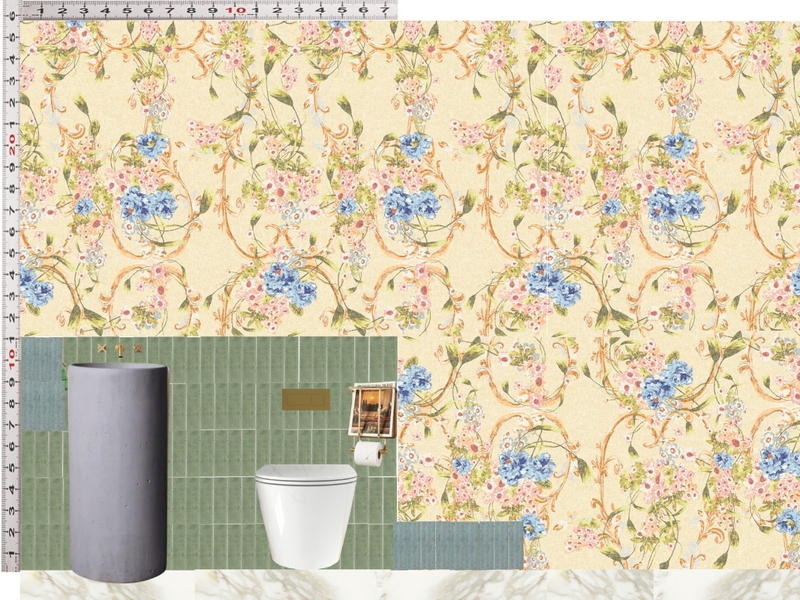 Powder Room Scale Design Green Mixer Taps Mood Board by dl2407 on Style Sourcebook