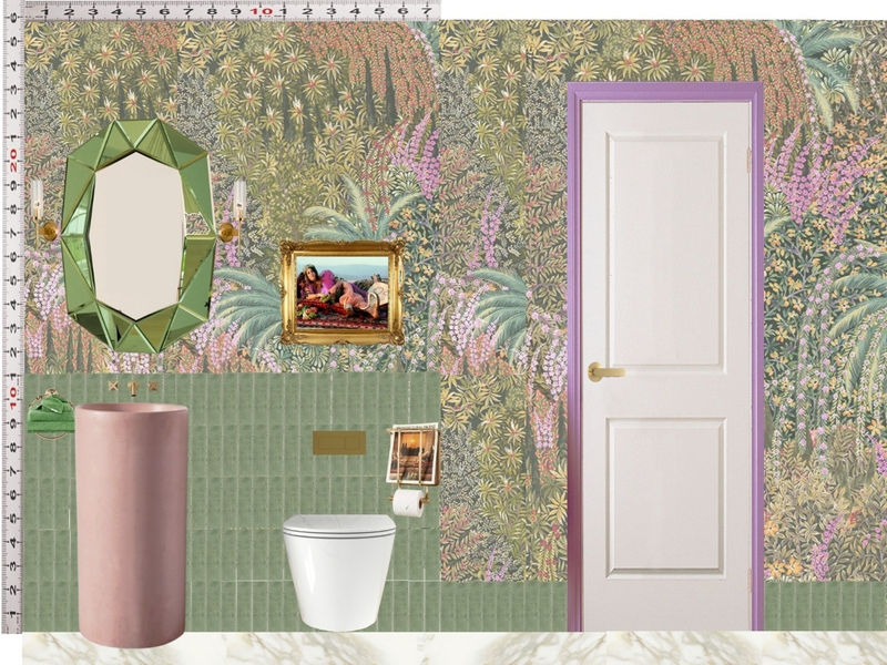 Powder Room Scale Design Green Mixer Taps Mood Board by dl2407 on Style Sourcebook