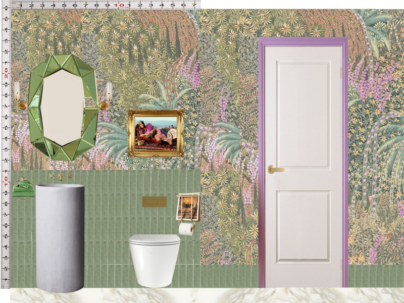 Powder Room Scale Design Green Mixer Taps Mood Board by dl2407 on Style Sourcebook