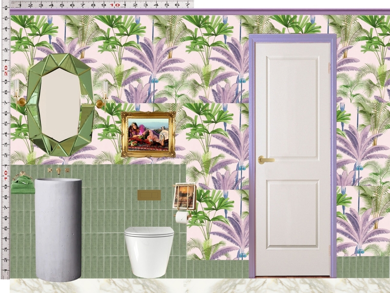 Powder Room Scale Design Green Mixer Taps Mood Board by dl2407 on Style Sourcebook