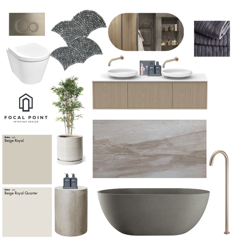 Calming Grey Beige Bathroom Mood Board by Focal Point Interior Design on Style Sourcebook