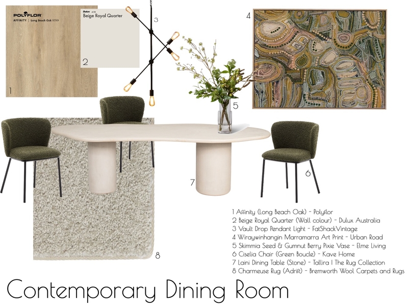 Contemporary Dining Room Mood Board by Eden Dinsmore on Style Sourcebook