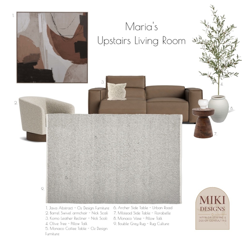 Maria's Upstairs Living Room Mood Board by MIKI INTERIOR DESIGN on Style Sourcebook