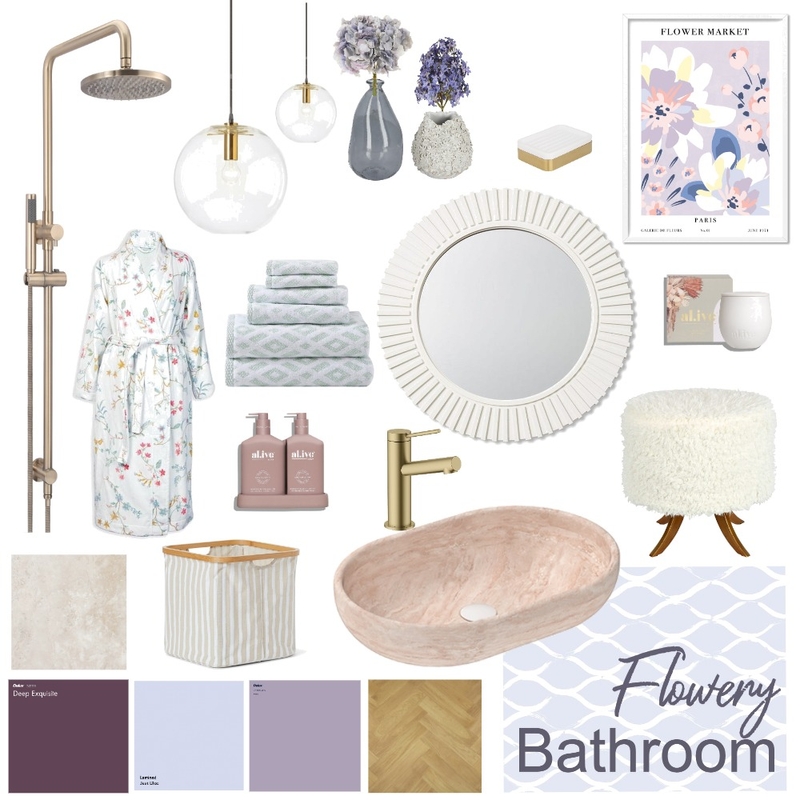 Flowery BATHROM Mood Board by sammyfunayama on Style Sourcebook