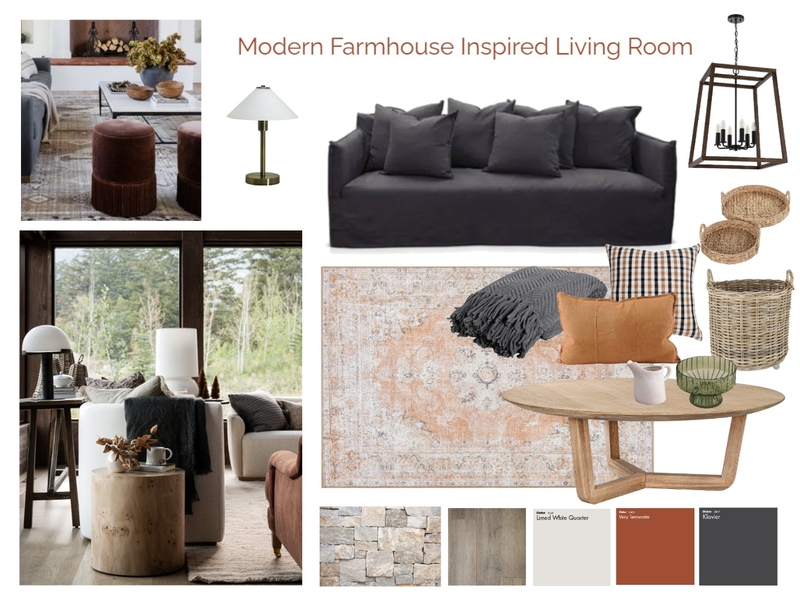 Modern Farmhouse Inspired Living Room Mood Board by House W Designs on Style Sourcebook