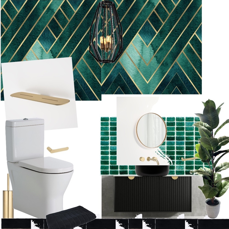 Luxury Powder Room 1 (Green/ Gold) Mood Board by Melz on Style Sourcebook