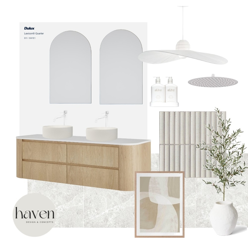 Mediterranean Inspired Crisp white & textural Bathroom Moodboard Mood Board by Haven Design and Concepts on Style Sourcebook