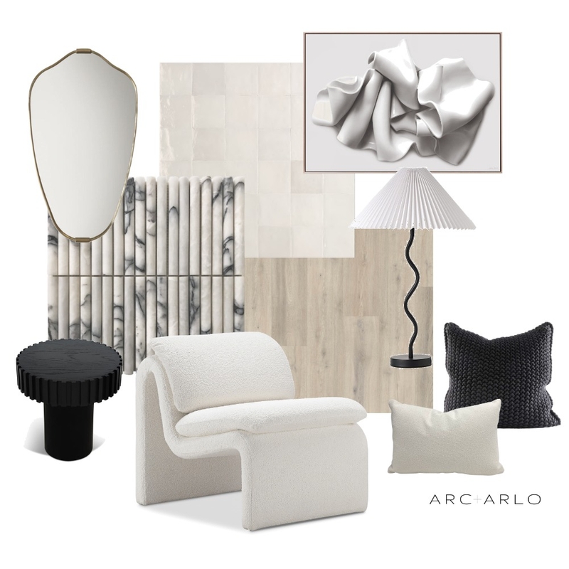 Modern Monochromatic Mood Board by Arc and Arlo on Style Sourcebook