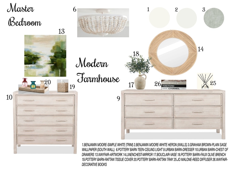 Modern Farmhouse Master Bedroom Mood Board by Beata Toth on Style Sourcebook