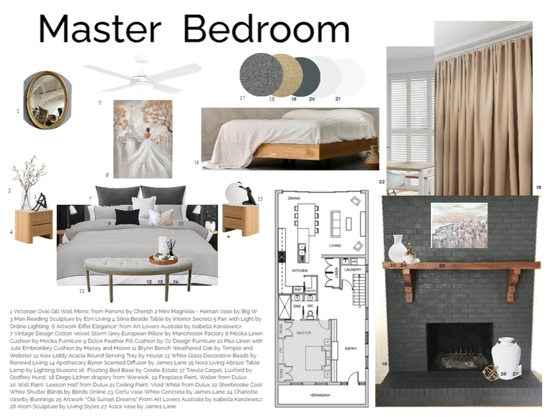 Sample Board Master Bedroom Mood Board by nerolie_10@hotmail.com on Style Sourcebook