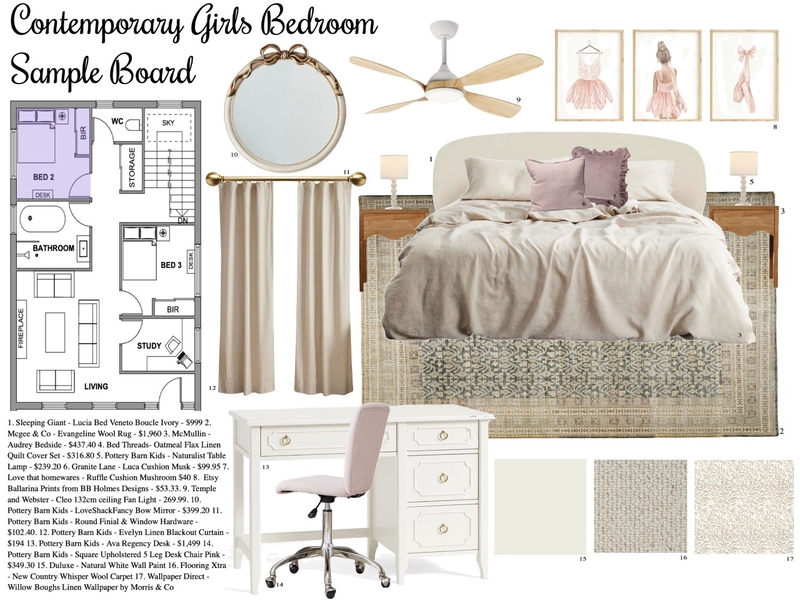 Girls Bedroom Mood Board by Nicole Williams on Style Sourcebook
