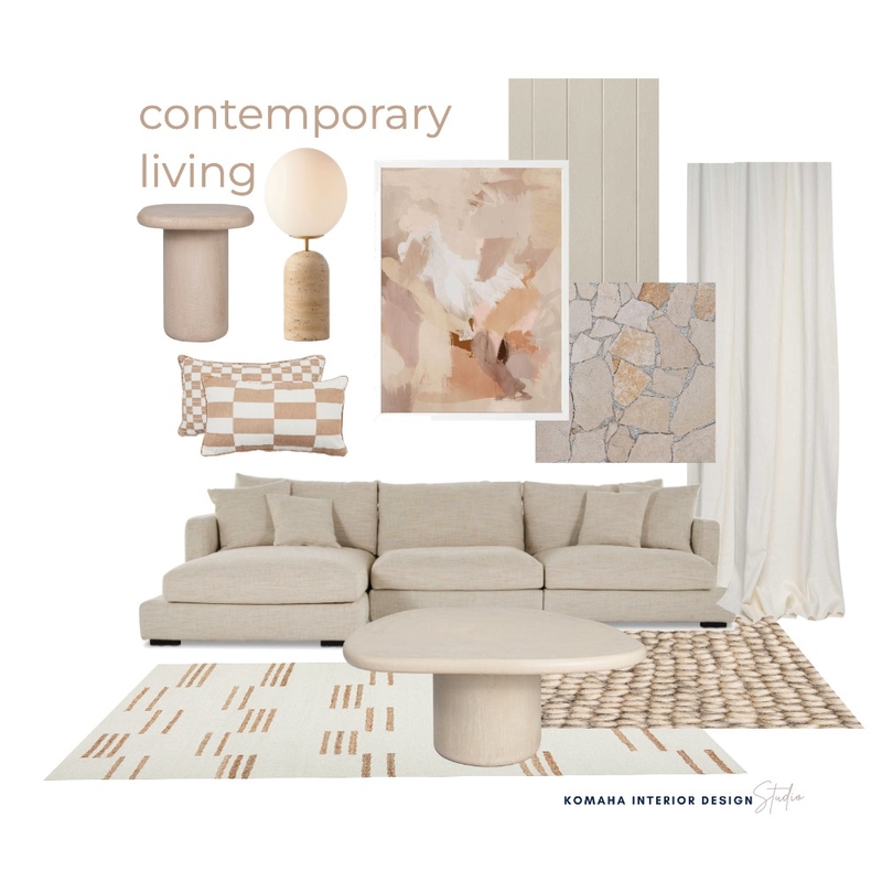 Contemporary Living Mood Board by Komaha Interior Design on Style Sourcebook