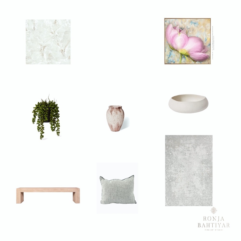 Refined Aesthetics for the Entryway: Curating Focused Spaces with Rugs, Floral Fine Art, Ceramic Pieces and more Mood Board by Ronja Bahtiyar Art on Style Sourcebook