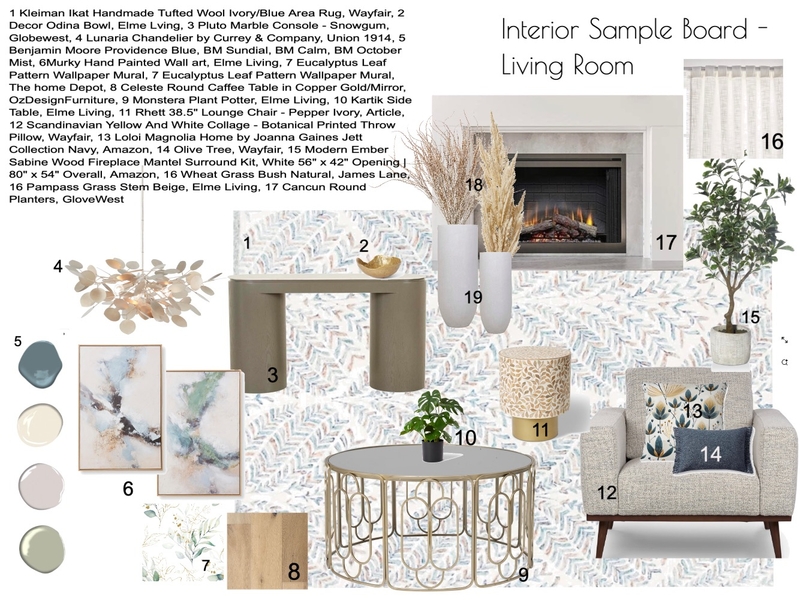 Sample Board - Assignment 8 - Living Room Mood Board by LyneRobi on Style Sourcebook
