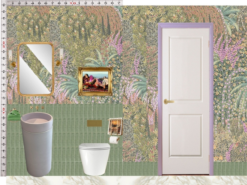Powder Room Scale Design Green Mixer Taps Mood Board by dl2407 on Style Sourcebook