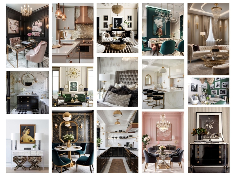 Hollywood Glam Mood Board by Ajeless Designs on Style Sourcebook